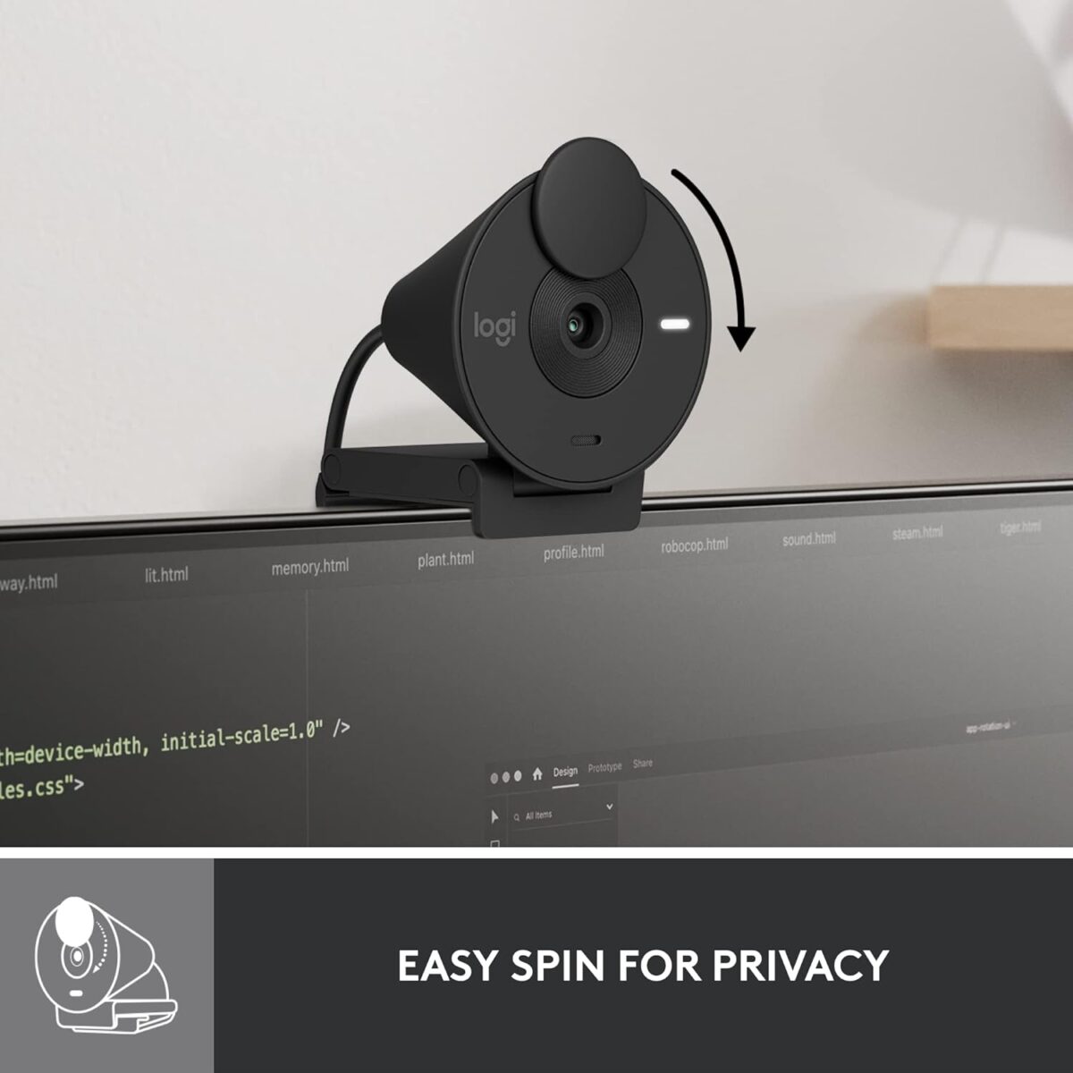 Logitech Brio 300 Full HD 1080p USB-C Webcam with Auto Light Correction & Privacy Shutter - Image 5