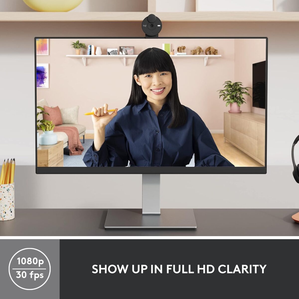 Logitech Brio 300 Full HD 1080p USB-C Webcam with Auto Light Correction & Privacy Shutter - Image 2